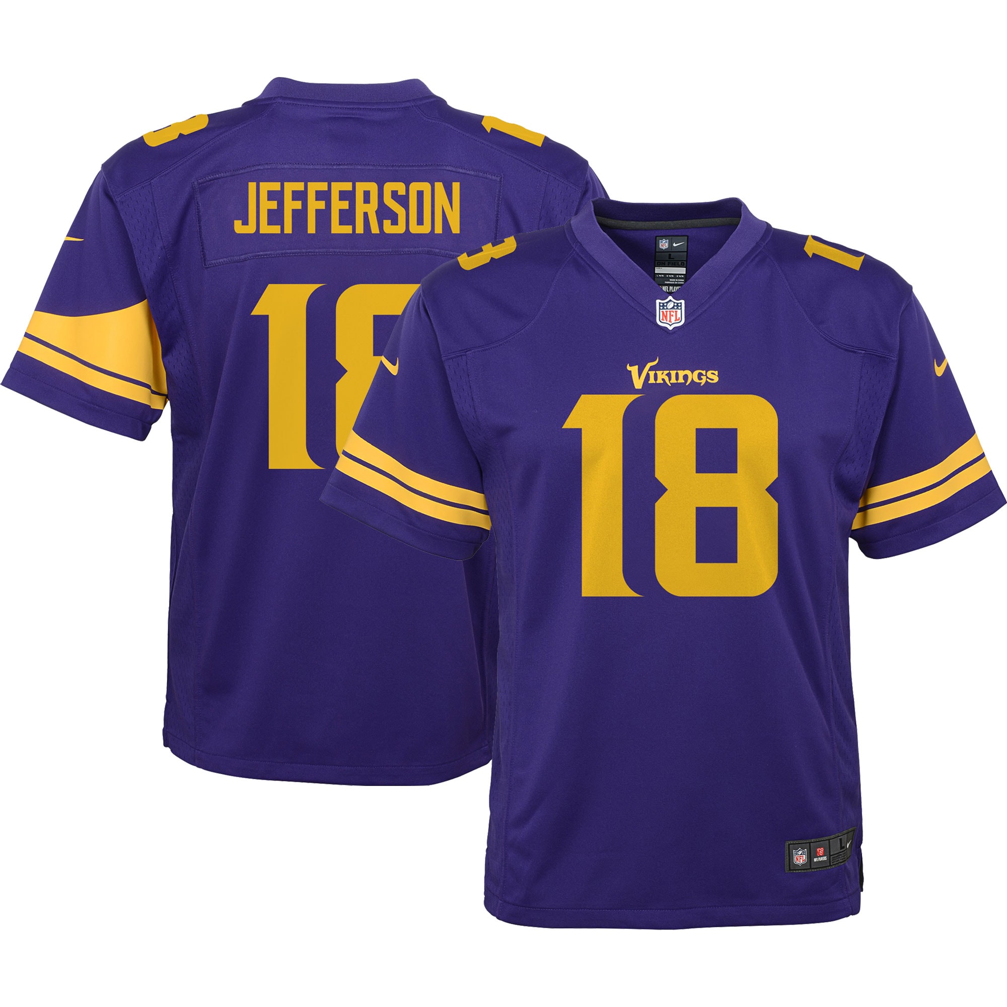 Youth Minnesota Vikings Justin Jefferson Purple Game Jersey