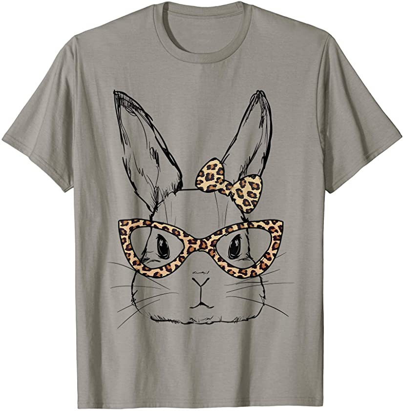 Leopard Bunny Easter Day Glasses Eggs Easter Men Women Gift T-Shirt