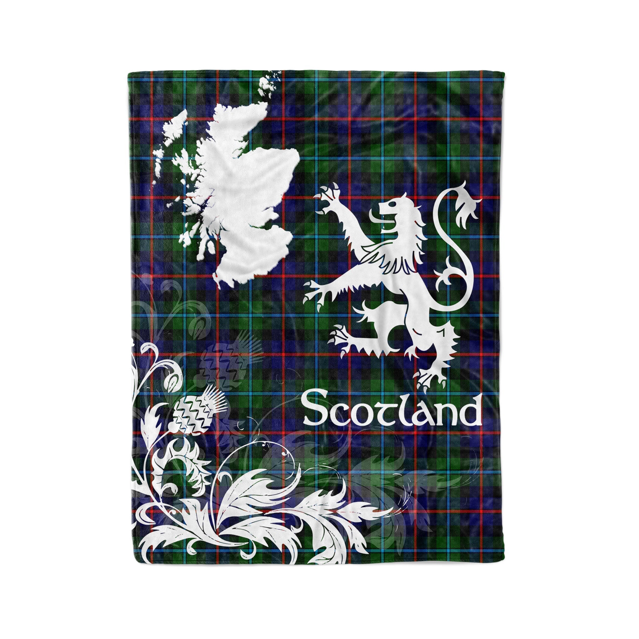 Tartan Plaid Fleece Blankets Thistle And Lion Scottish Clan Campbell Of Cawdor Modern Tartan Plaid Fleece Blanket Scottish