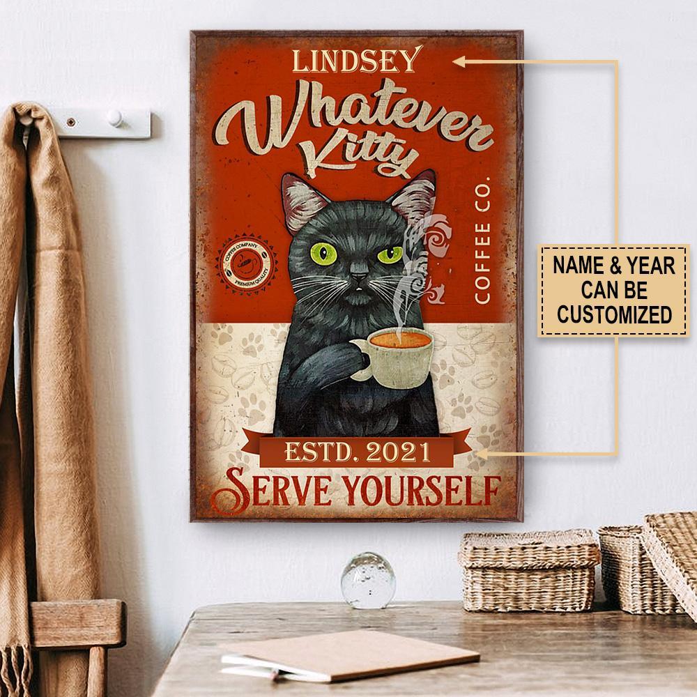 Aeticon Gifts Personalized Black Cat Whatever Kitty Canvas Mom Dad Gift Home Decor