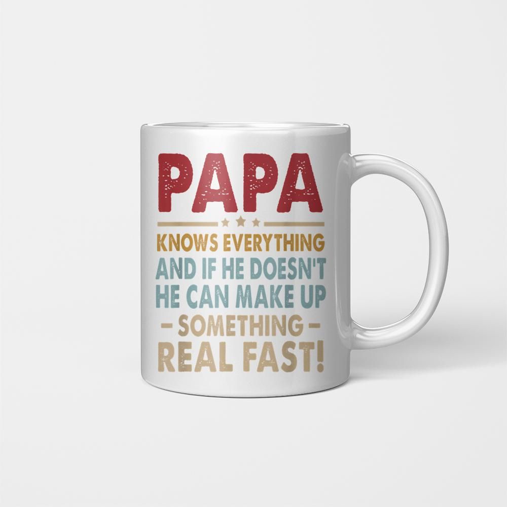 Vintage Papa Know Everything Father’s Day Mug Ceramic White 11oz 15oz