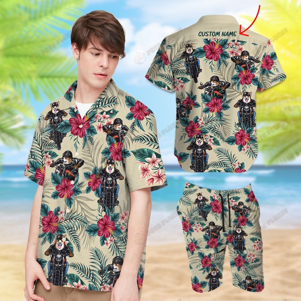 Corgi Ride Motorcycle Custom Hawaiian Shirt And Shorts 0070 T5VTH0039