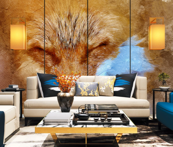 3D Watercolor Animal Fox Wall Mural Wallpaper Lqh 371