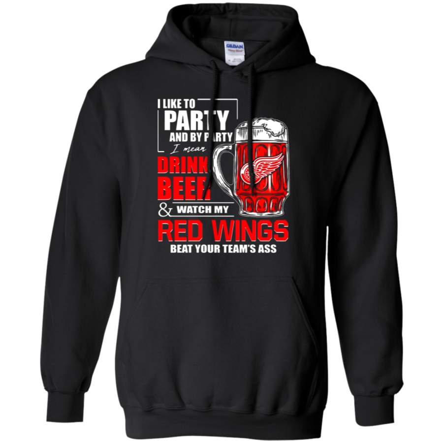 AGR I Like To Drink Beer & Watch My Detroit Red Wings Ice Hockey Hoodie