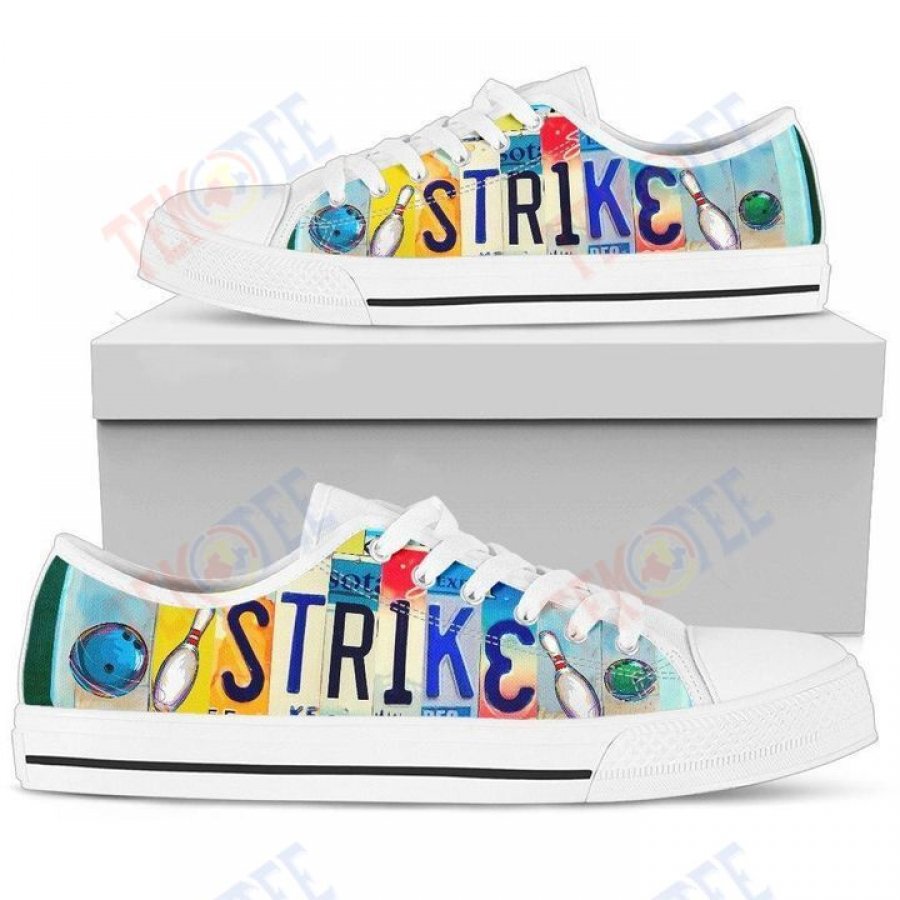 Mens Womens Bowling Strike Low Top Shoes Custom Print Footwear Converse Sneakers TMT929