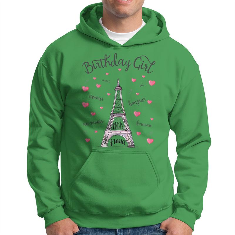 Birthday Girl Paris Themed Birthday Party Eiffel Tower Men Hoodie Graphic Print Hooded Sweatshirt