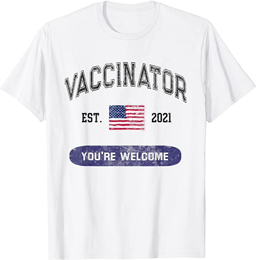 Vintage USA VACCINATOR Est. 2021 Vaccination Nurse Staff T-Shirt