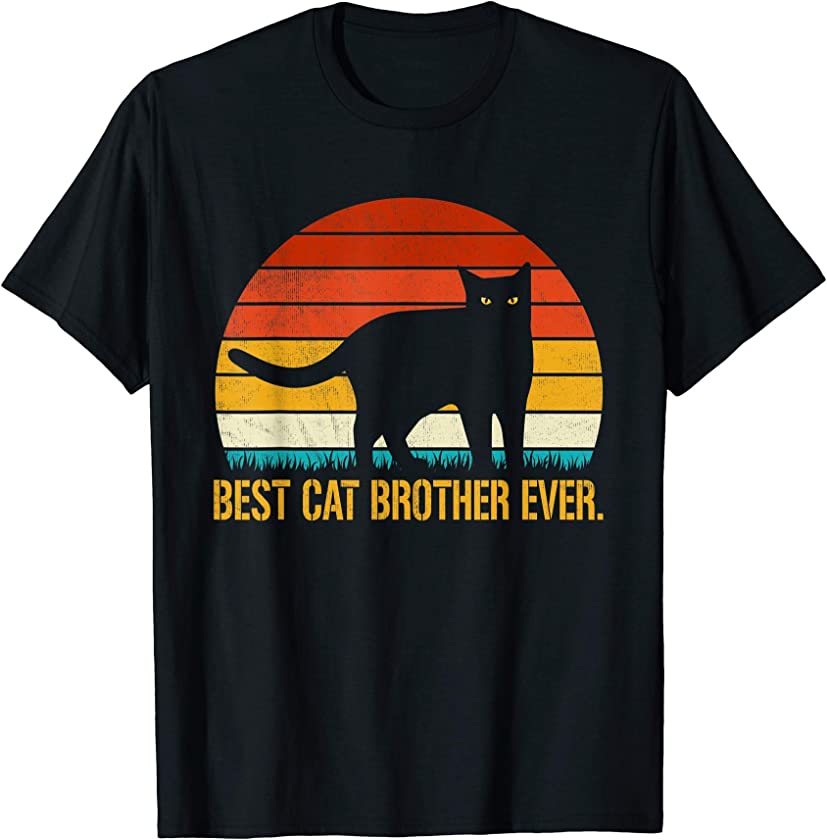 Best Cat Brother Ever Shirt Vintage Retro Cat Lover Gifts T-Shirt