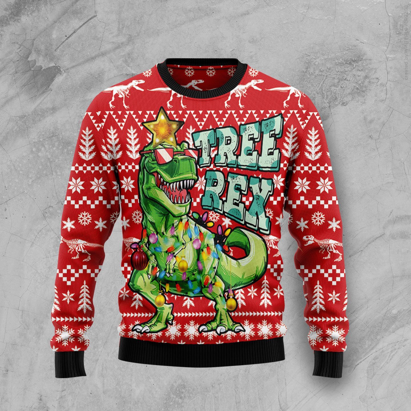 Tree Rex T-Rex Dinosaur Christmas Ugly Sweater