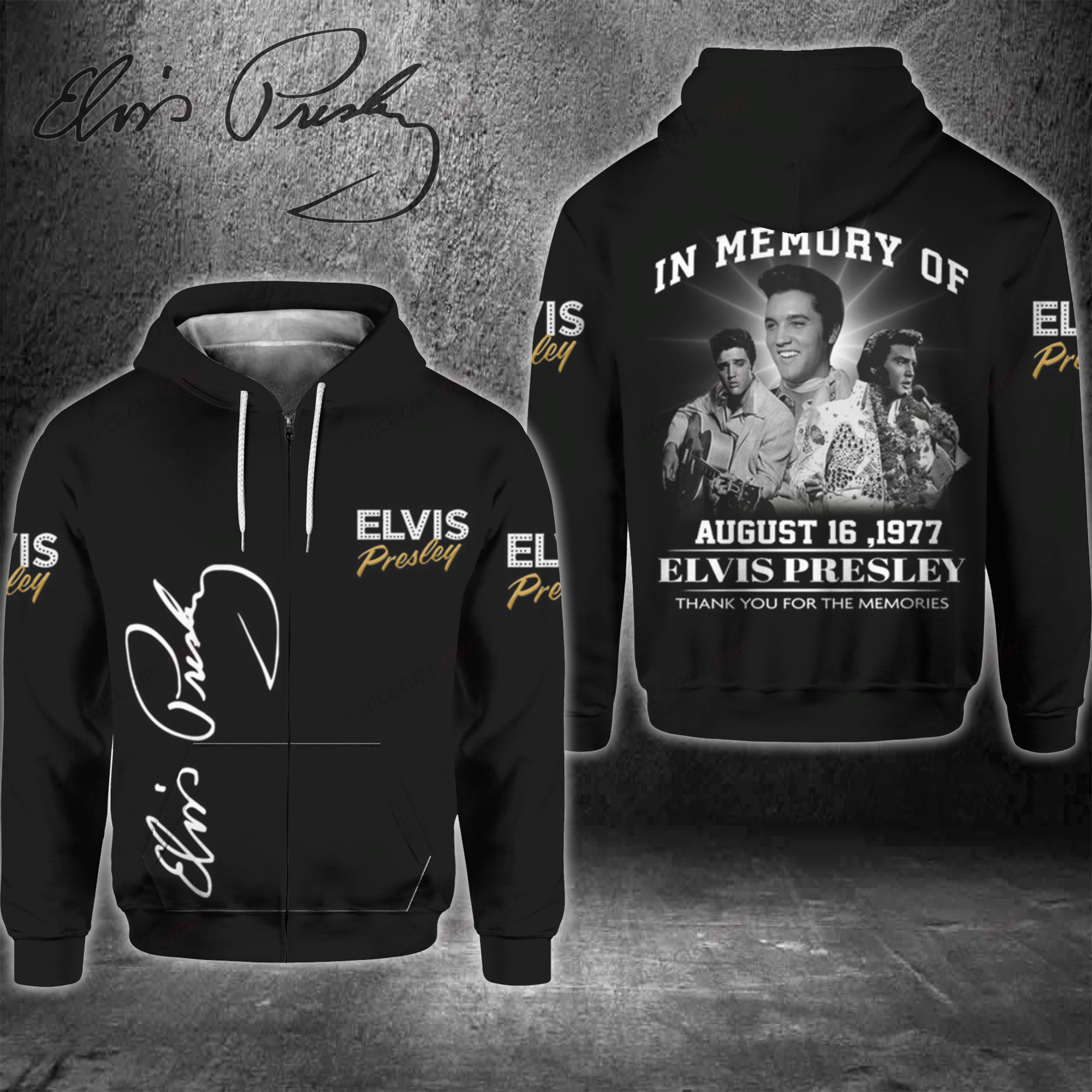 In Memory Of Elvis Presley Zip Hoodie 3D 3Zh-I5D8
