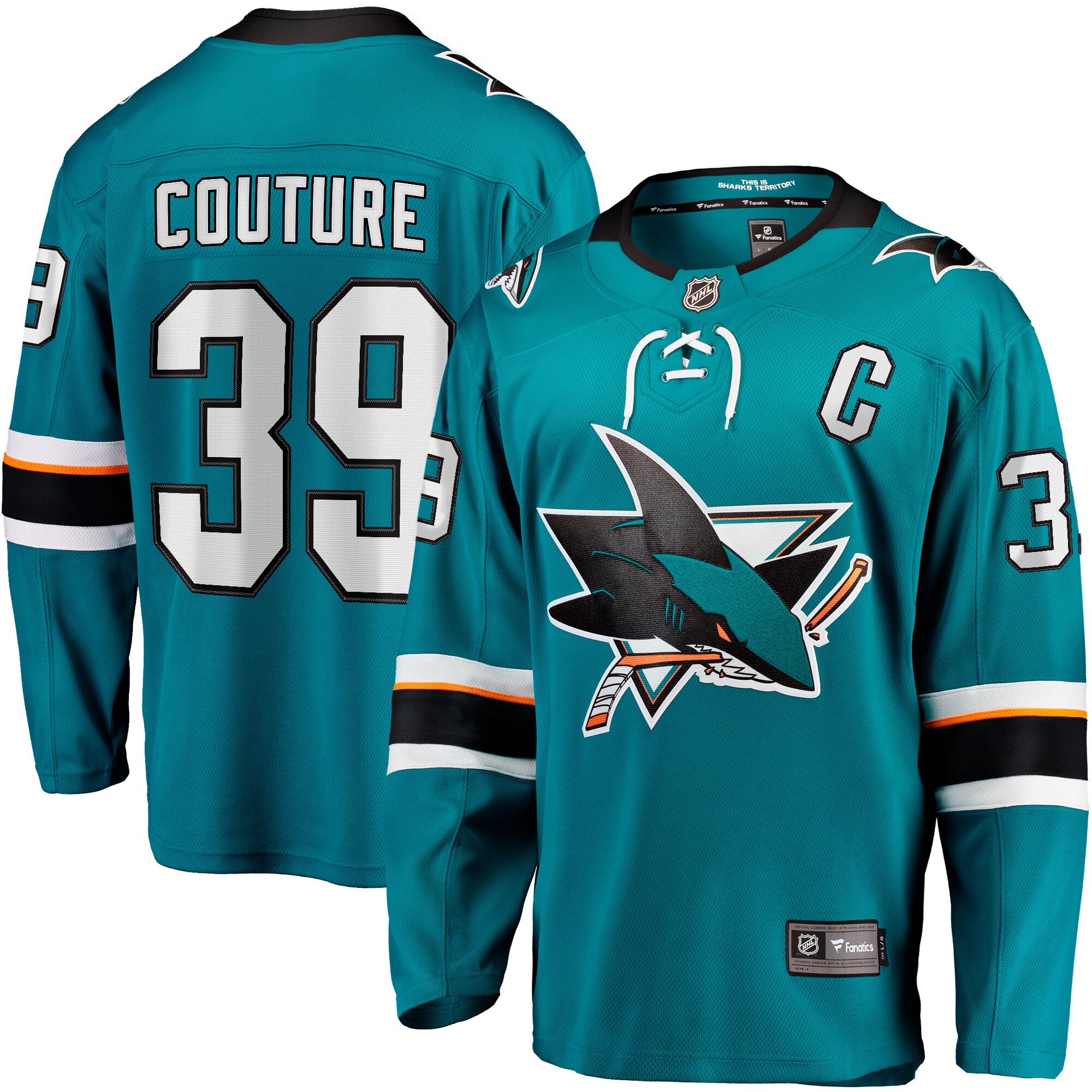 Men's San Jose Sharks Logan Couture Teal Home Breakaway Jersey