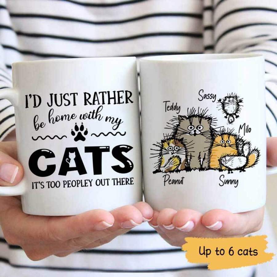 Stay Home With My Fluffy Cats Personalized Mug