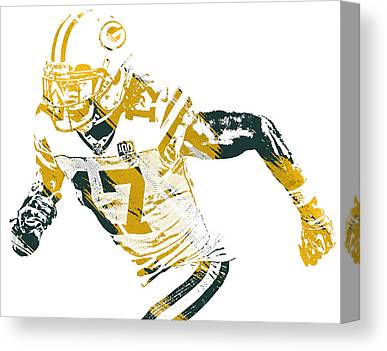 Davante Adams Green Bay Packers Strokes Pixel Art 5 Joe Hamilton Canvas Print