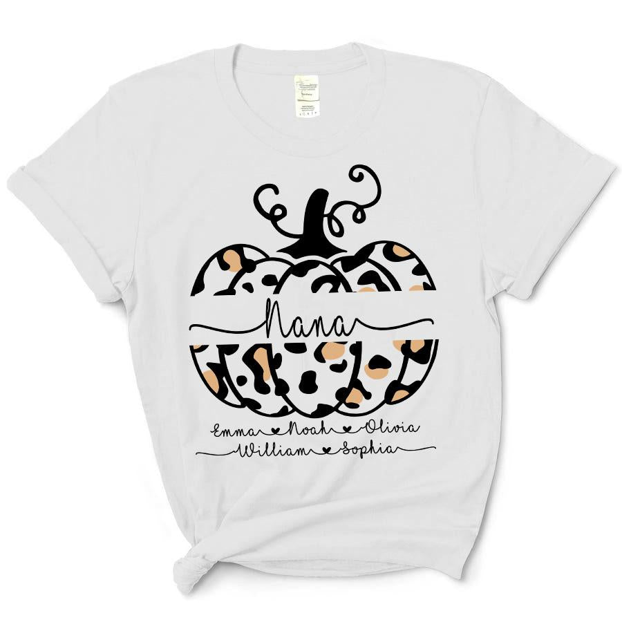 Leopard Pumpkin Nana, Family Customize Personalized T-Shirt, Hoodie Adult, Kid, Unisex