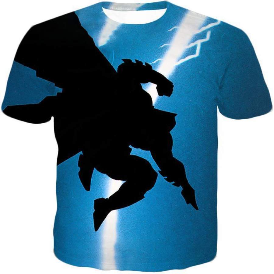 Amazing Action Batman Awesome Shadow Print Blue T-Shirt