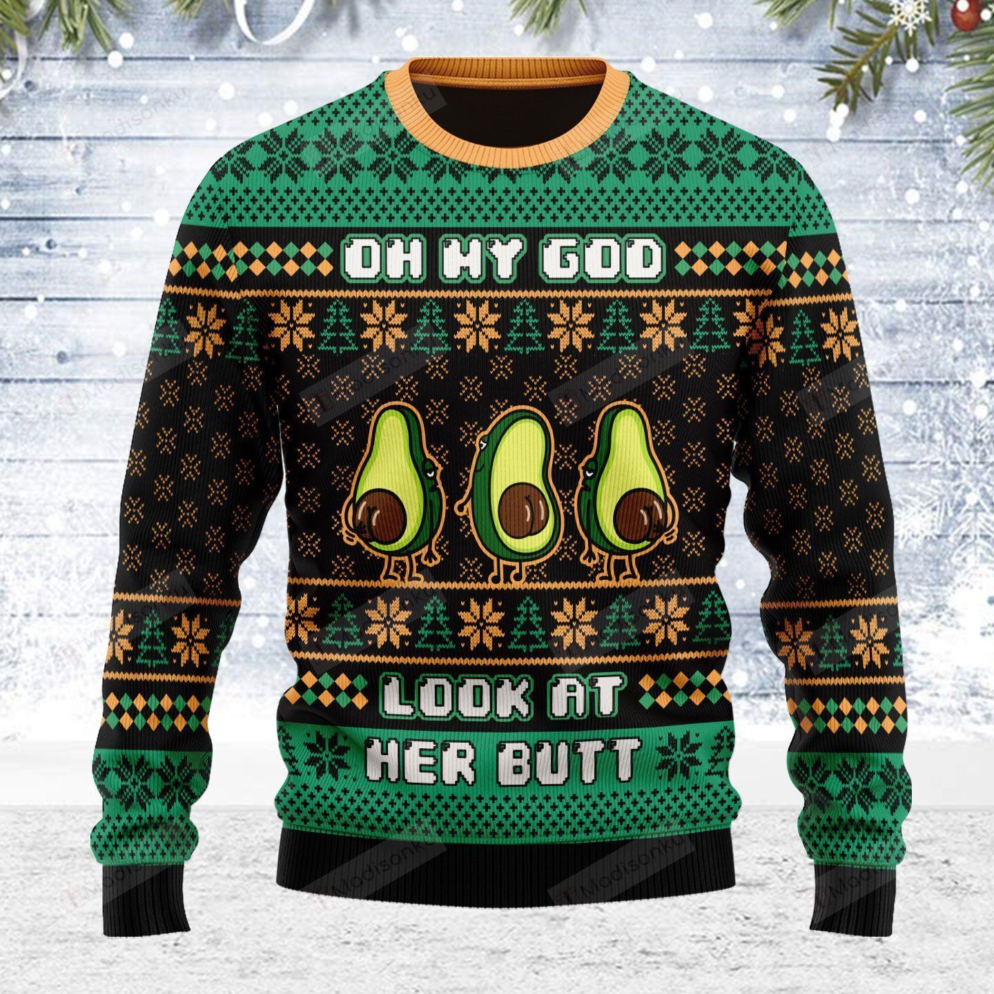 Oh My God Look At Her Butt For Unisex Ugly Christmas Sweater, All Over Print Sweatshirt