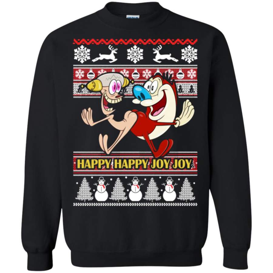 The Ren & Stimpy Happy Happy Joy Joy Ugly Christmas Sweatshirt – Moano Store