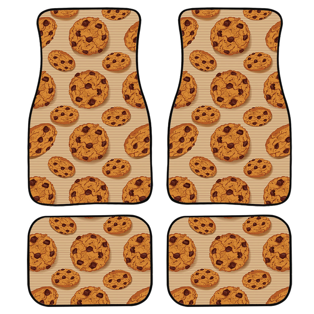 Chocolate Chip Cookie Pattern Print Front And Back Car Floor Mats, Front Car Mat