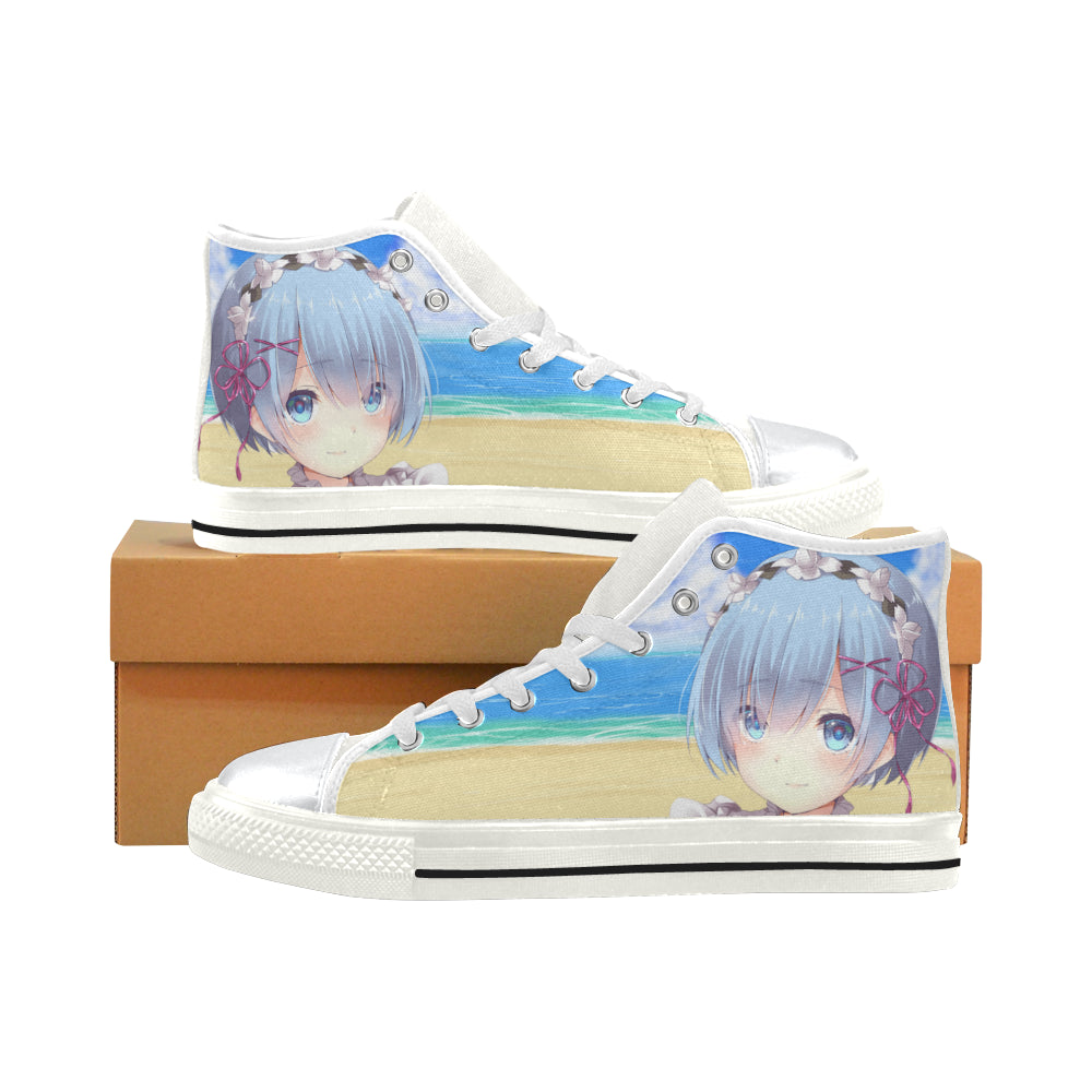 Rem Waifu White High Top Canvas Women’s Shoes/Large Size