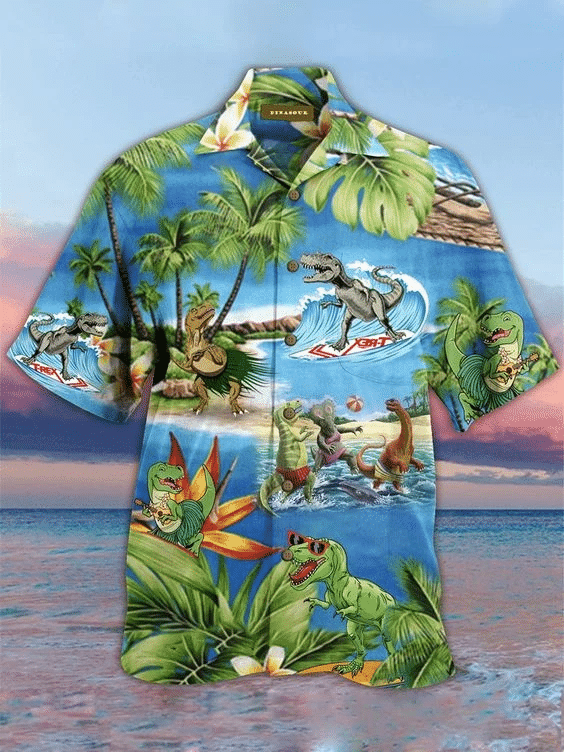 Dinosaur Coconut Tree Hawaii Shirt Unisex Adult Ha7563