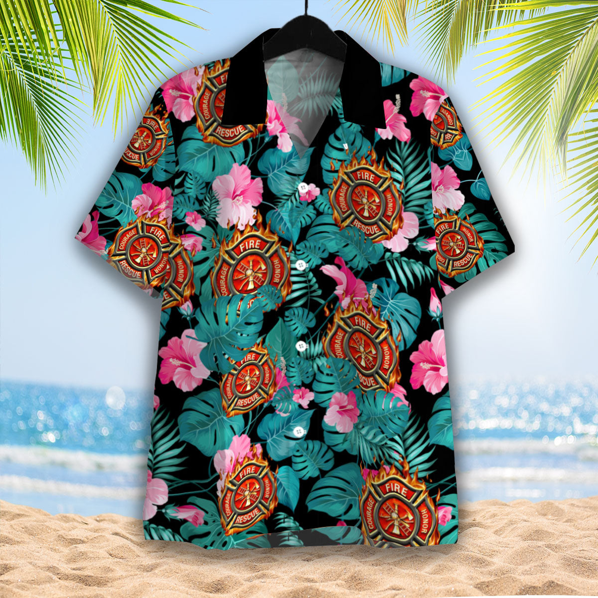 Firefighter Hibiscus Flower Hawaii Shirt For Men And Women Ha84523