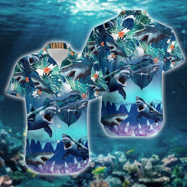 Shark Tropical Hawaiian Shirt | For Men & Women | Adult | Hw5283