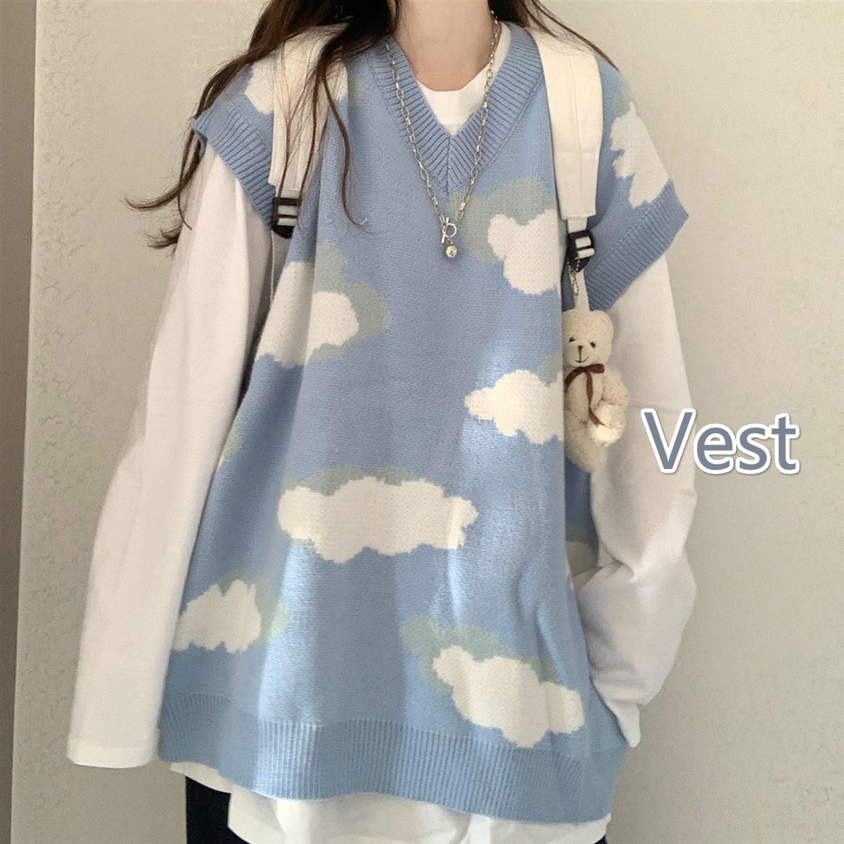 Sweaters Women Harajuku Lovely Chic Preppy Simple Soft Loose Autumn Spring Teens Knitwear Casual Fashion Korean Girls Pullover alx