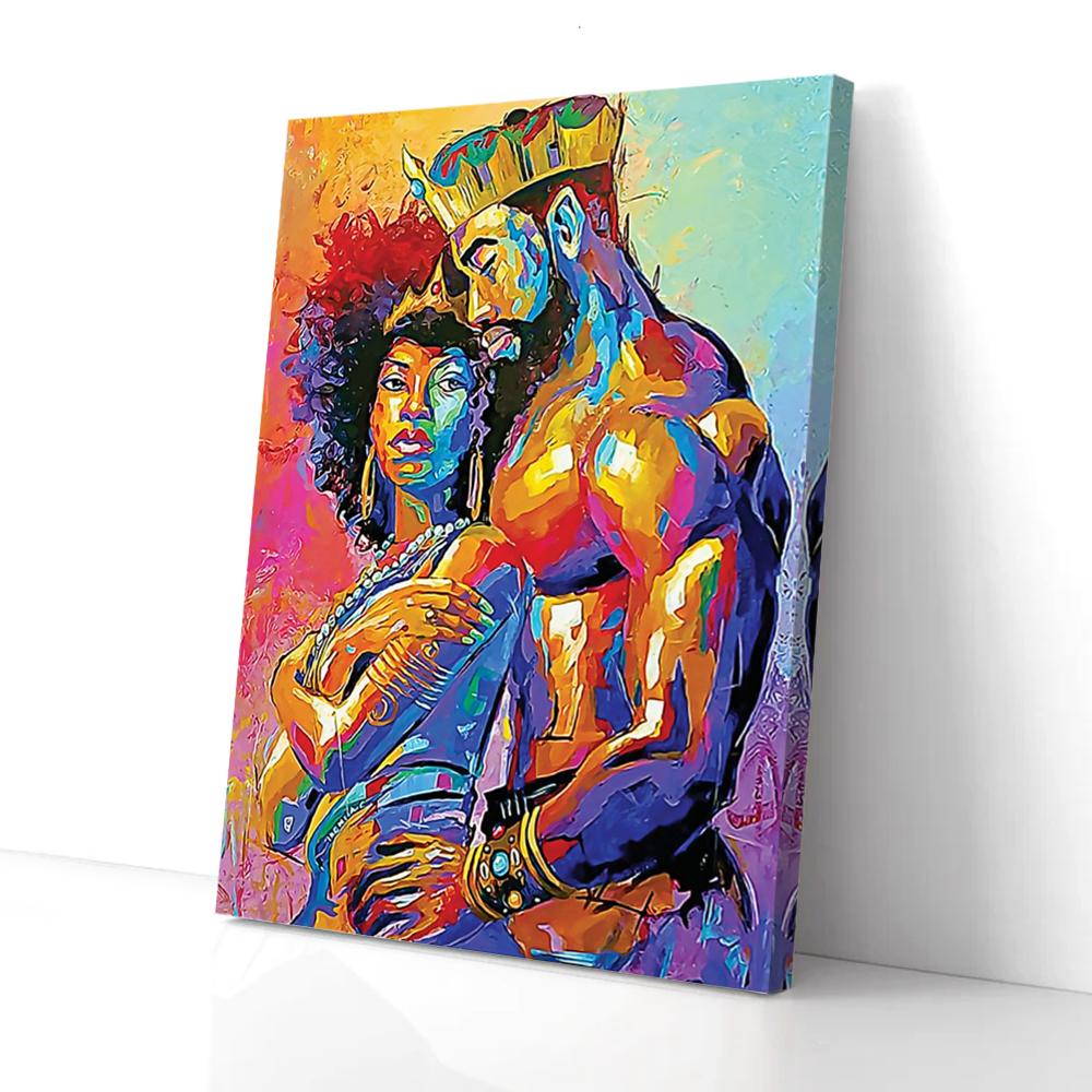 Bestieship Black King And Queen Portrait Painting Canvas Wall Art