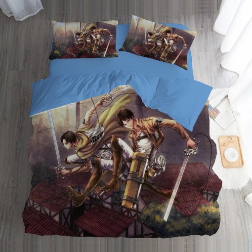 Attack On Titan 3 Duvet Cover Pillowcase Home Decor 3D Bedding Set 1596