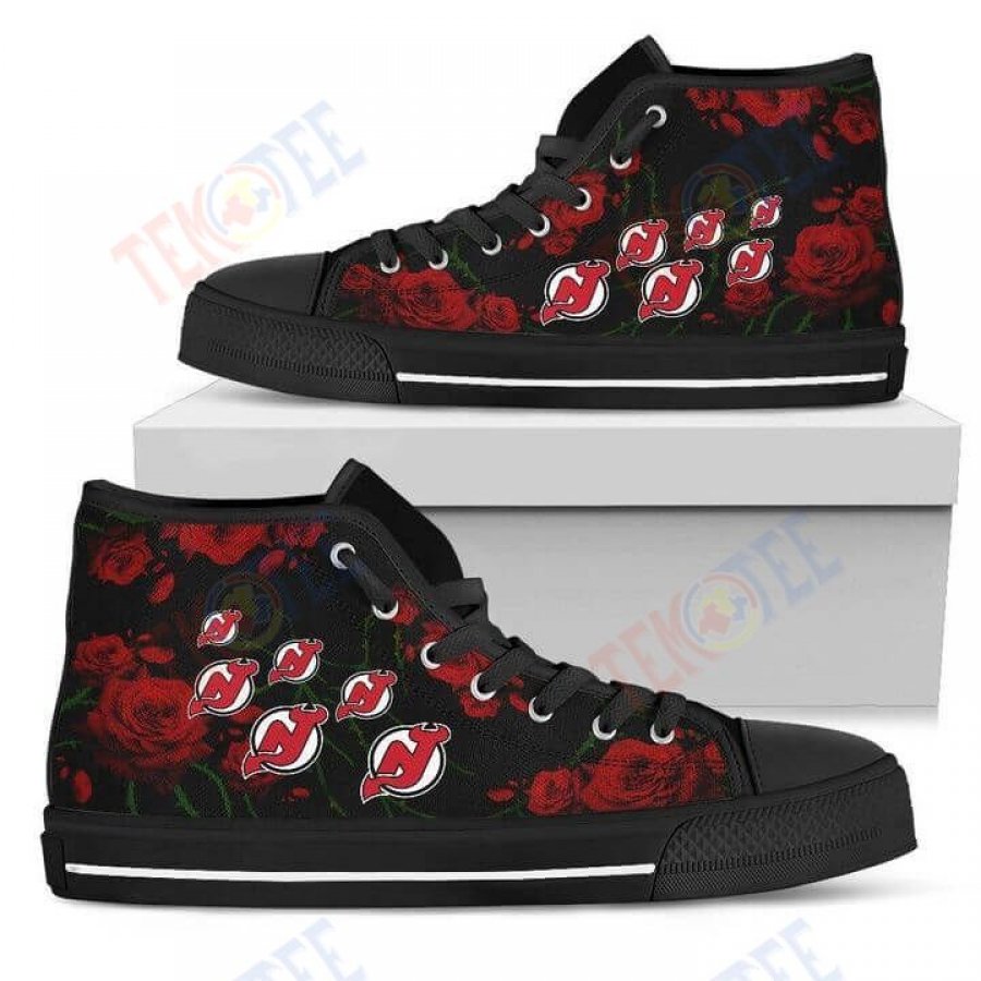 Mens Womens Lovely Rose Thorn Incredible New Jersey Devils High Top Shoes TMT941