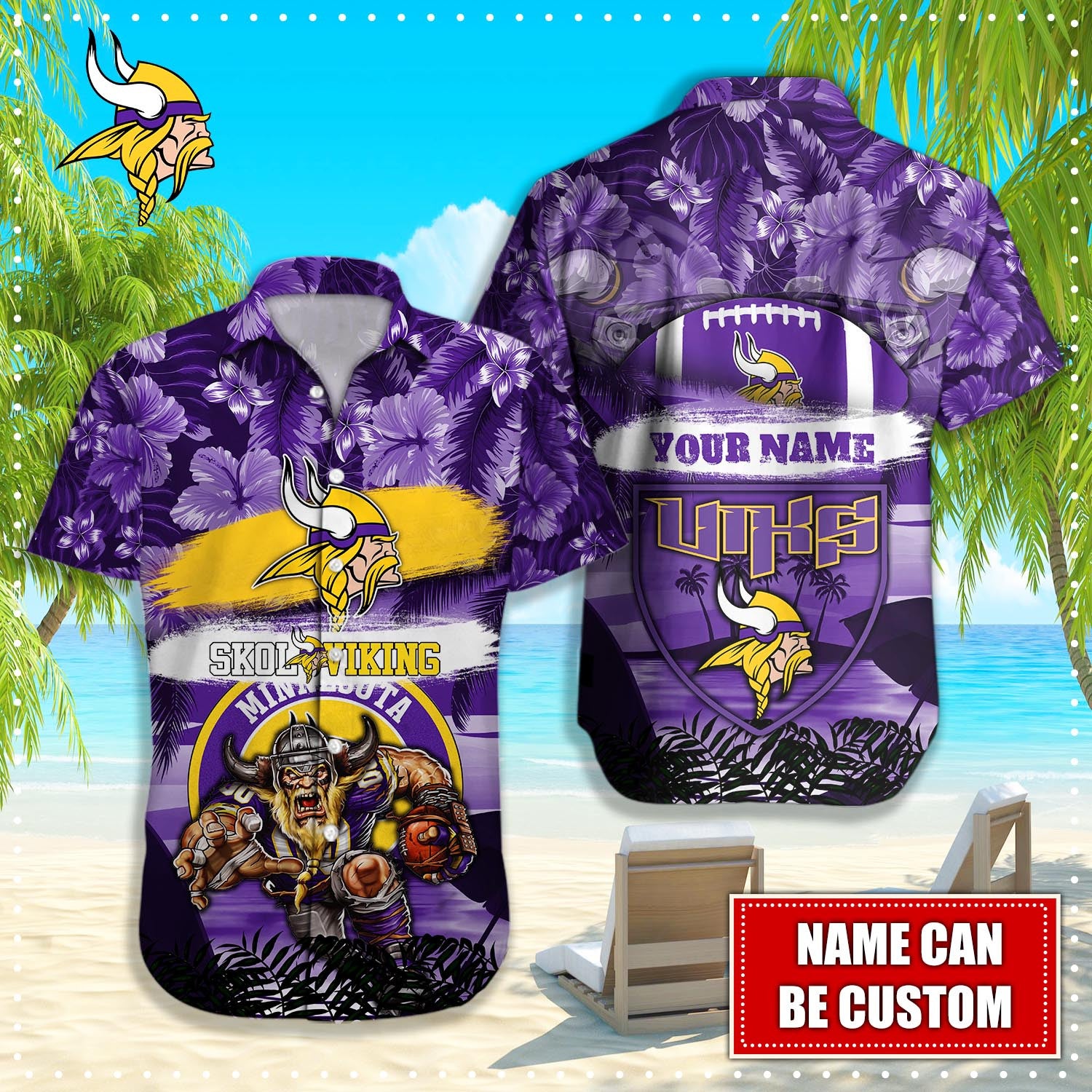 Personalized Minnesota Vikings Hawaiian Shirt Mascot