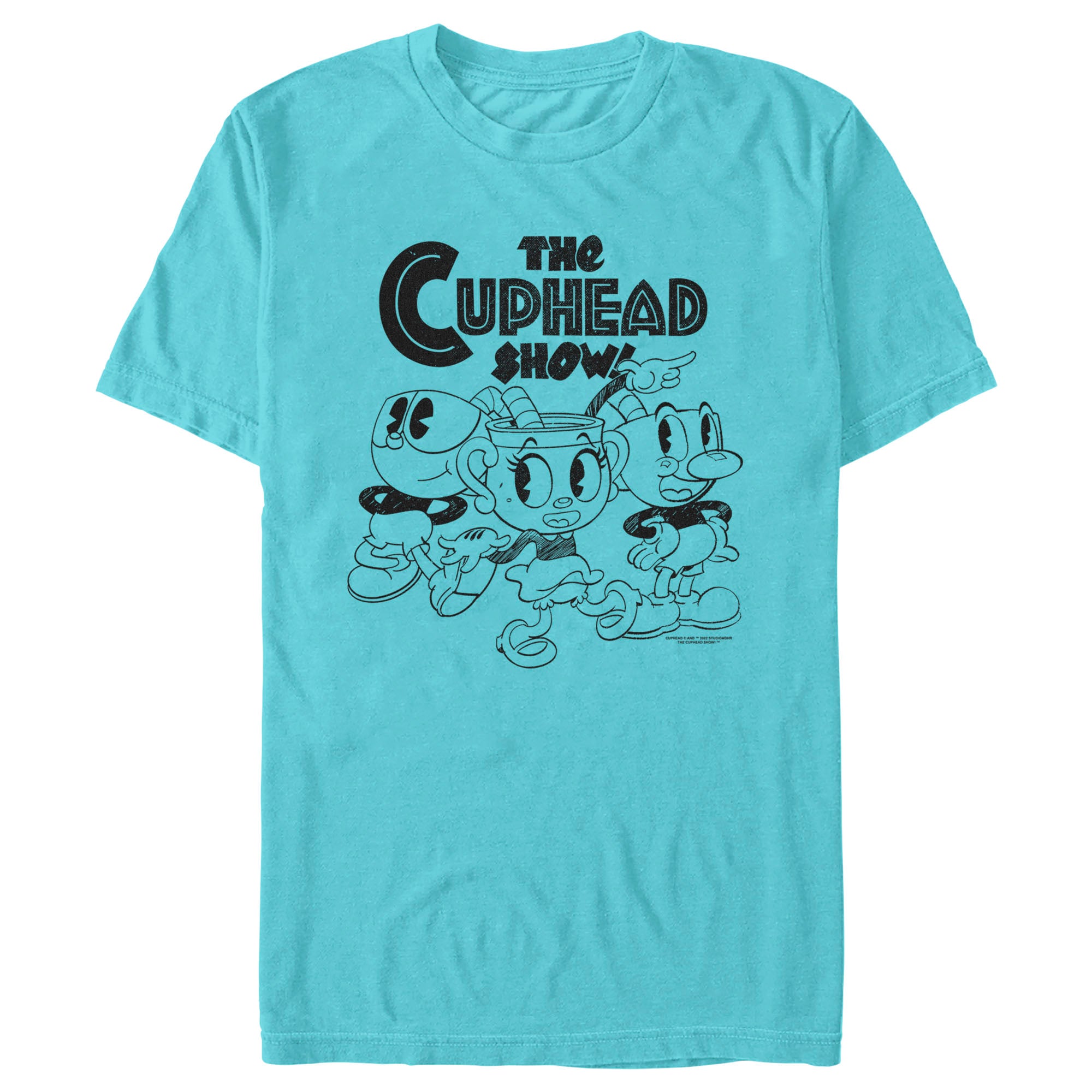 Men’S The Cuphead Show! Mugman Ms. Chalice And Cuphead Outlines T-Shirt