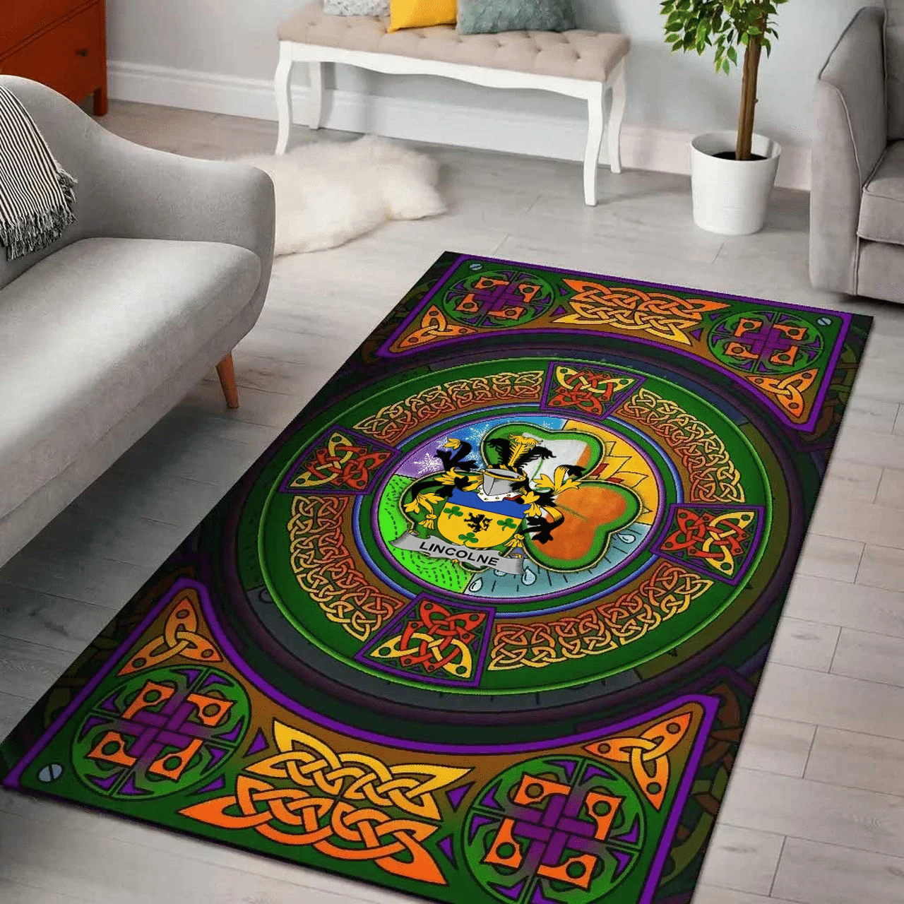 Themazicc Ireland Area Rug – Lincolne Family Crest Area Rug – Celtic Elements A7