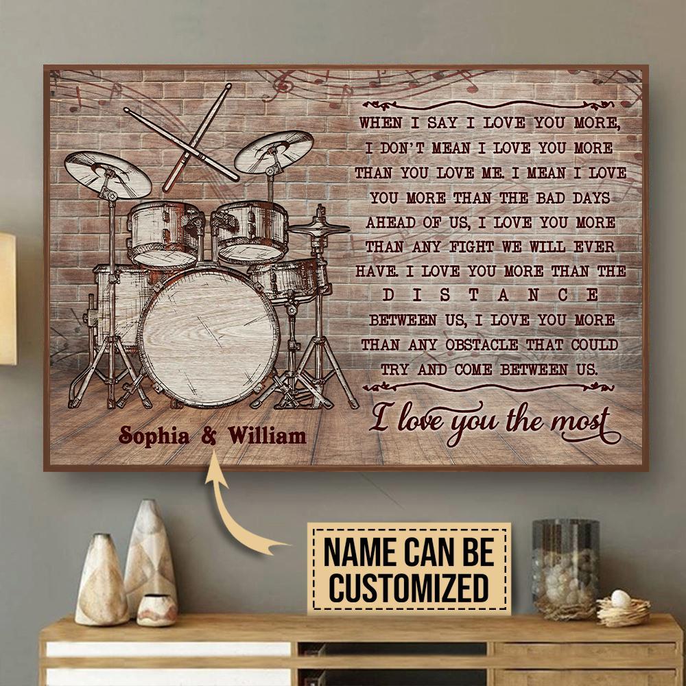 Aeticon Gifts Personalized Drum Band I Love You The Most Canvas Mom Dad Gift Home Decor