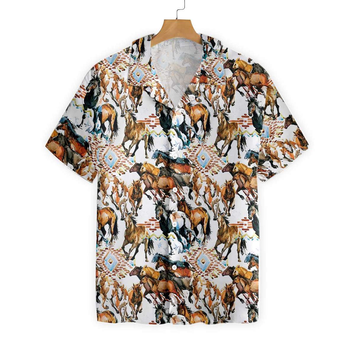 Running Wild Horse With Tribal Texture Hawaiian Shirt Ha51237