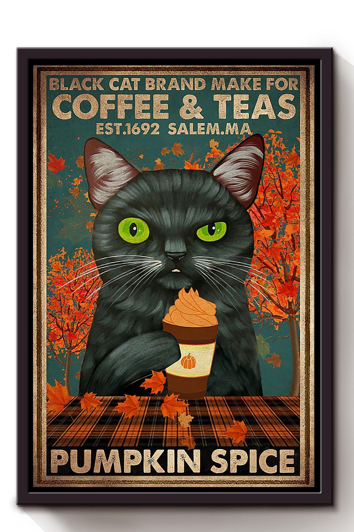 Black Cat Brand Make For Coffee Tea Animal Wall Art Gift For Cat Lover International Cat Day Kitten Foster Cafe Decor Framed Canvas