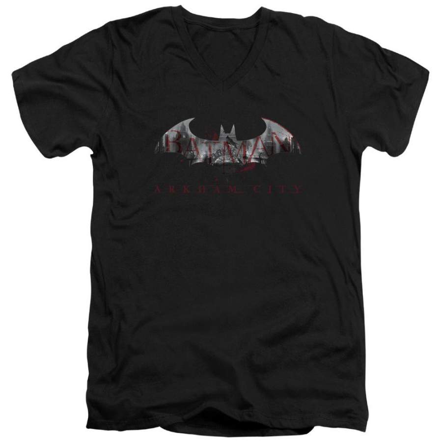 Batman – Arkham Bat Fill Men’s V-Neck T-Shirt