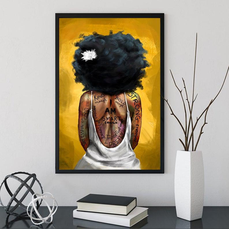 I Am Black Black Women Canvas, Black Queen Poster