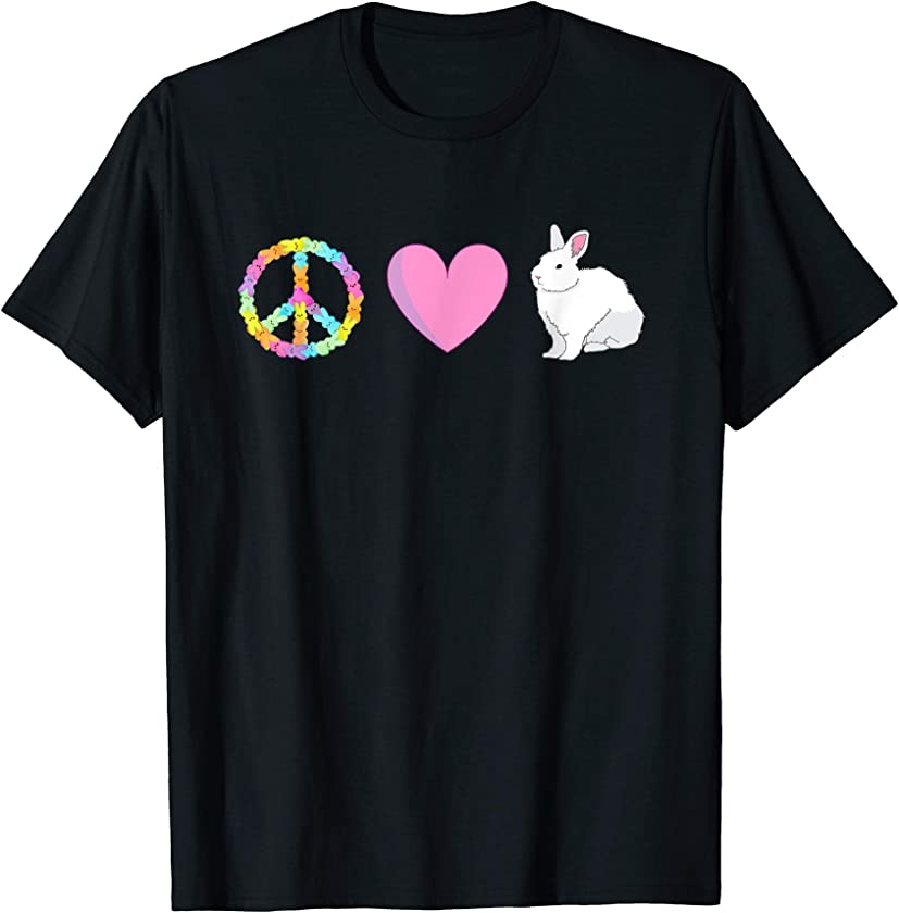 Peace Love Easter Peace Sign Bunny Heart Hippie Gift T-Shirt