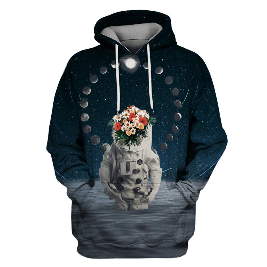 Astronaut with flowers in the space Custom T-shirt – Hoodies Apparel