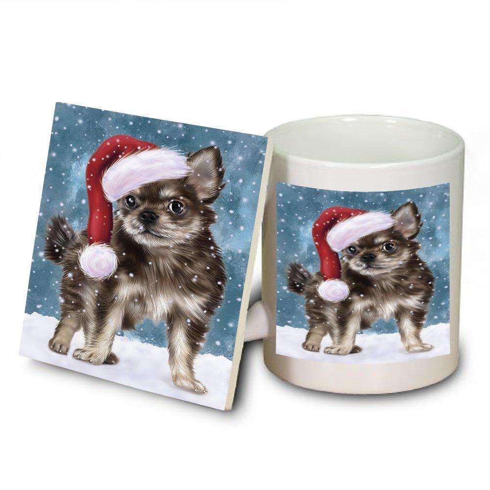 Let It Snow Happy Holidays Chihuahua Puppy Christmas Mug And Coaster Set Muc0370