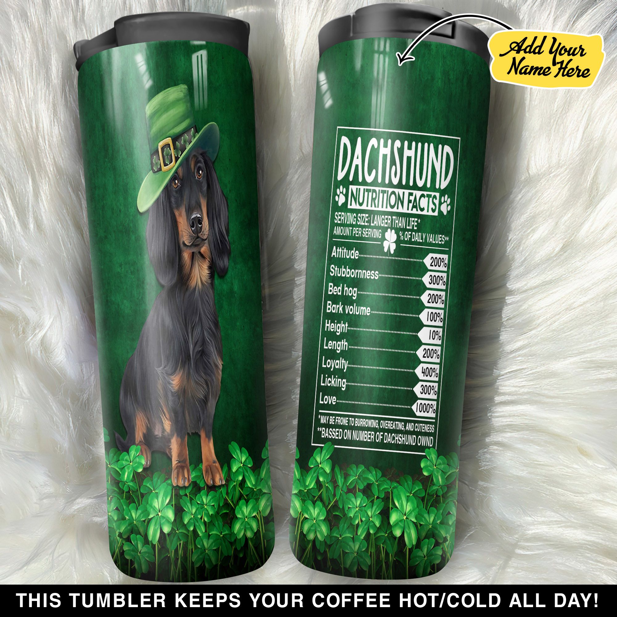 Personalized Dachshund Puppy Shamrock Patricks Day GS1304985OD Stainless Steel Worldmark Tumbler