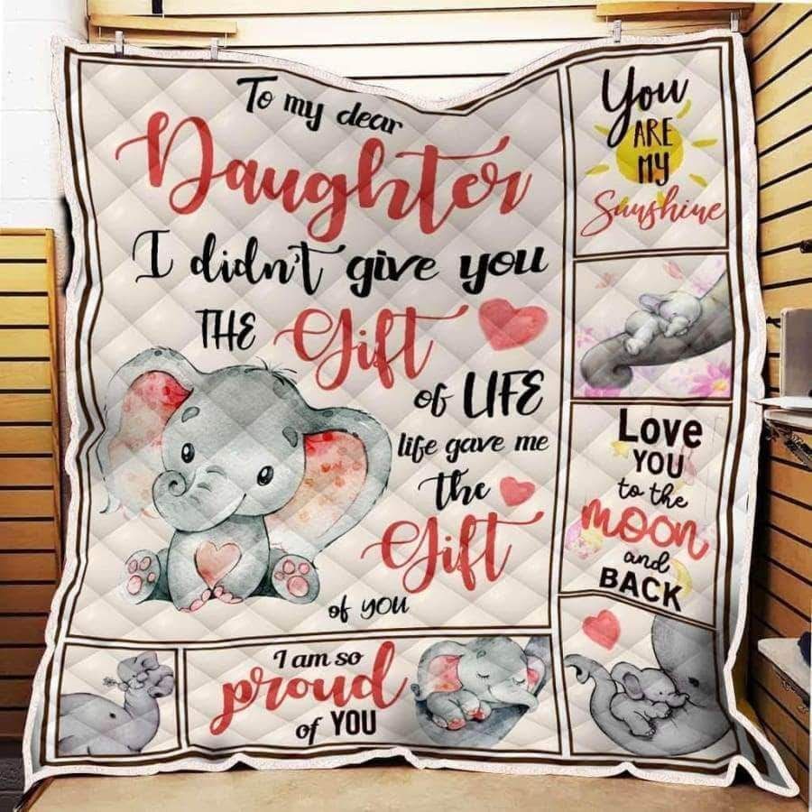 Personalized Elephant I’m So Proud Of You To My Daughter From Mom Quilt Blanket Great Customized Blanket Gifts For Birthday Christmas Thanksgiving Mother’s Day