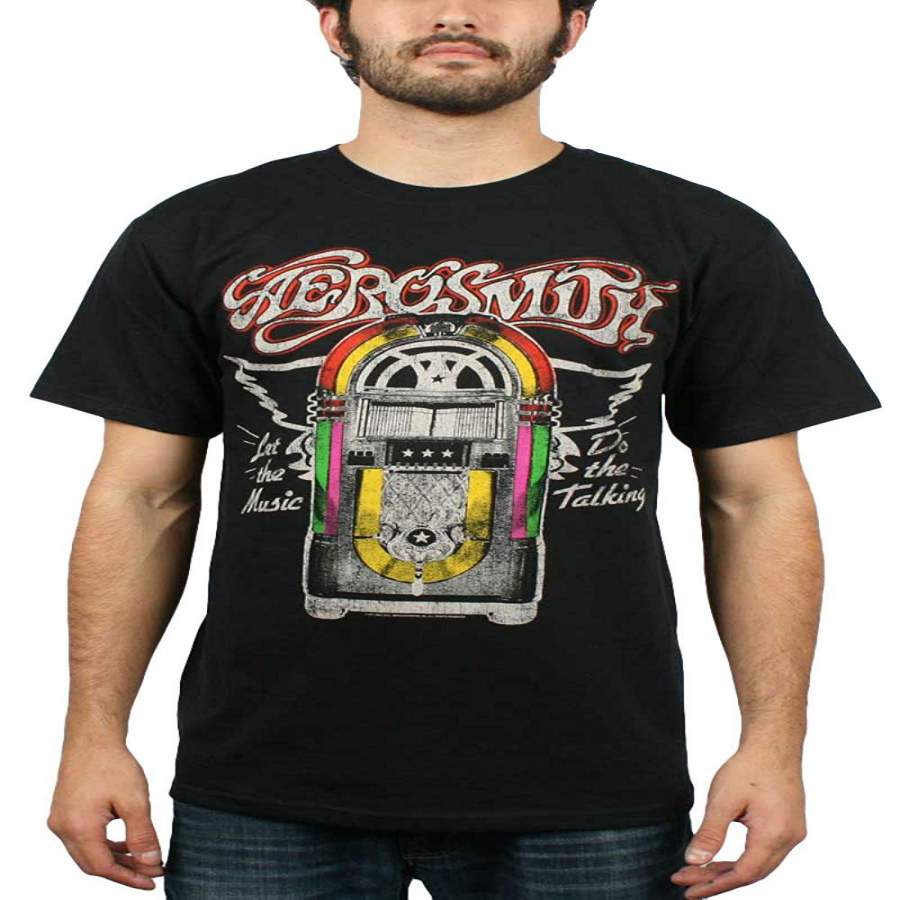 Aerosmith – Mens Let The Music Jukebox T-Shirt in Black