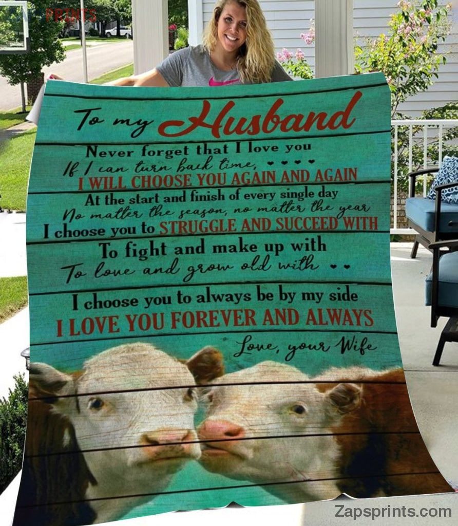 Gift For Husband – To My  Husband – Cow – Love And Grow Old With You – Wife Gift To Husband – Blanket