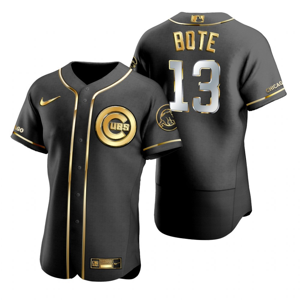 Chicago Cubs #13 David Bote MLB Golden Brandedition Black Jersey Gift For Cubs Fans