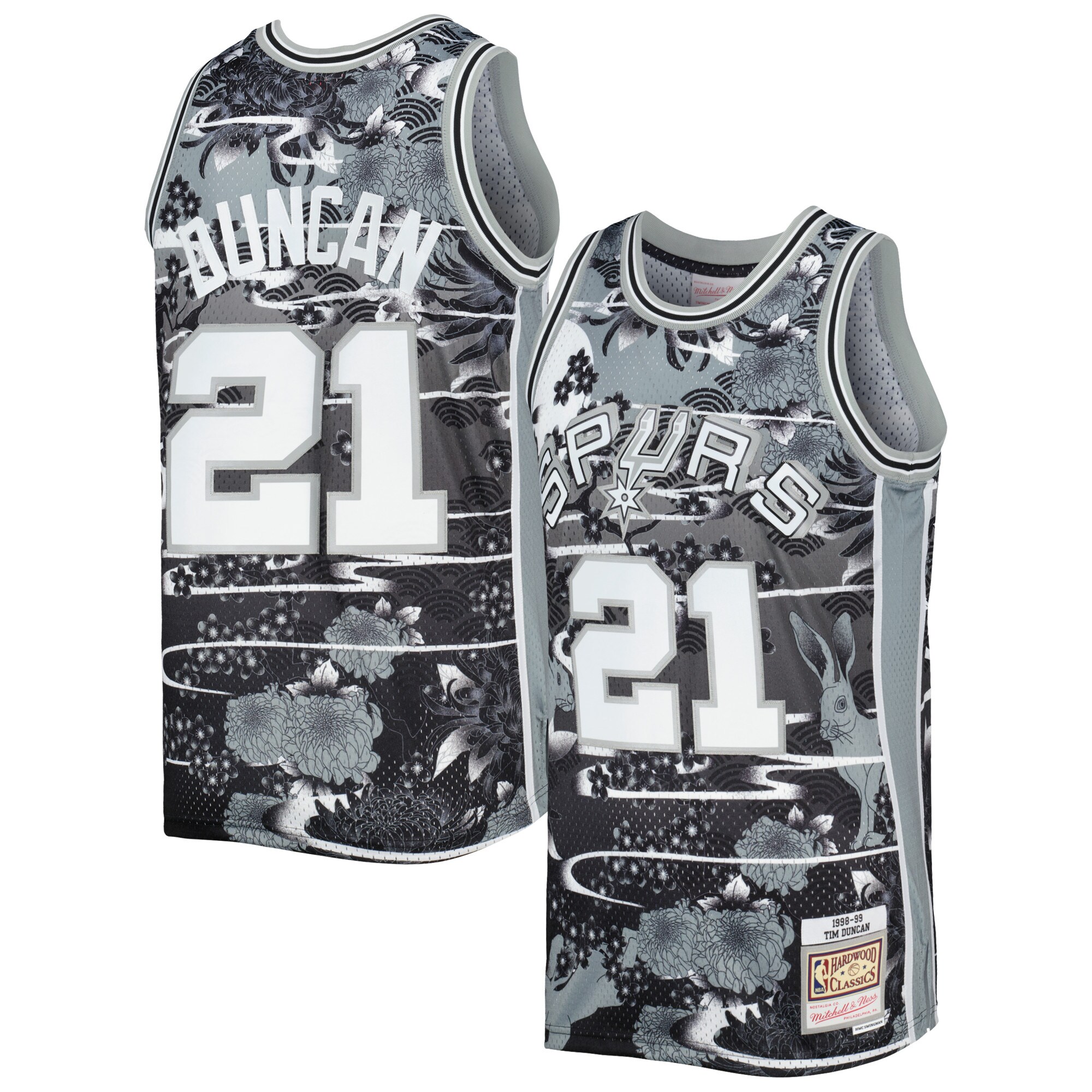 Tim Duncan San Antonio Spurs Mitchell & Ness 1998/99 Hardwood Classics Lunar New Year Swingman Jersey – Silver