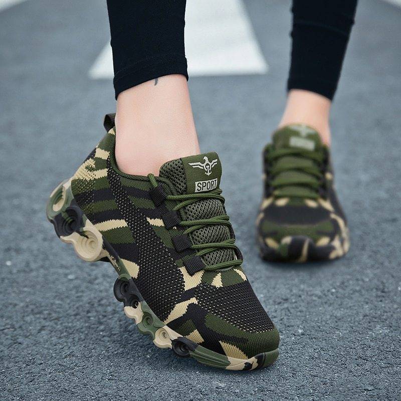 Fly Knit Breathable Casual Army Camouflage Fashion Sneakers