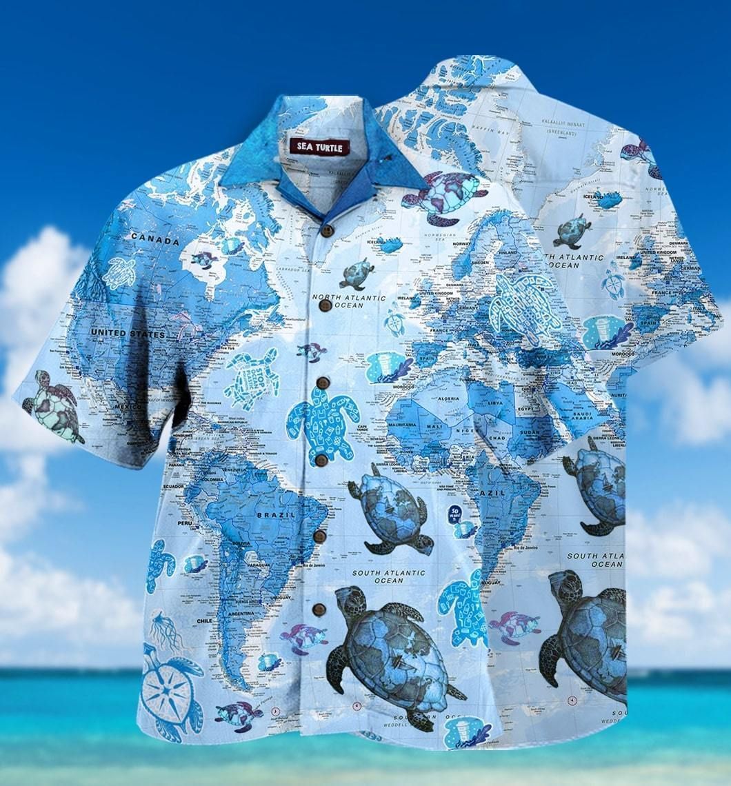 Check Out This Awesome World Map Sea Turtles Hawaii Shirt Ha22809