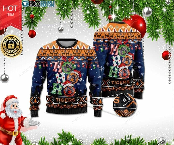 Auburn Tigers Ho Ho Ho Gift For Fan Ugly Wool Sweater Christmas